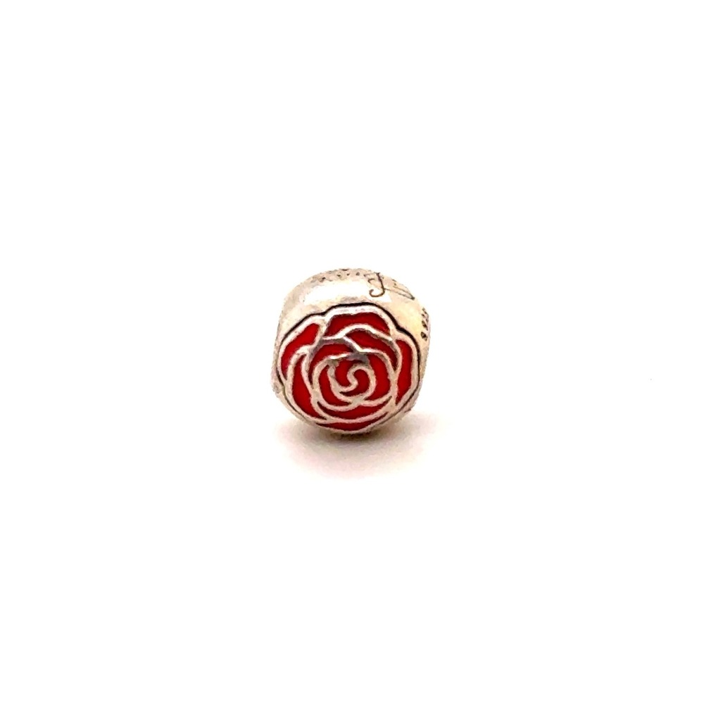 Pandora Disney Belle's Rose Charm Sterling Silver Red Enamel 791575EN09 Beauty